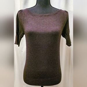 The Limited Heathered Chocolate Short Sleeve Sweater